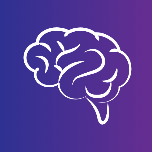 The icon of a white brain on a purple background.
